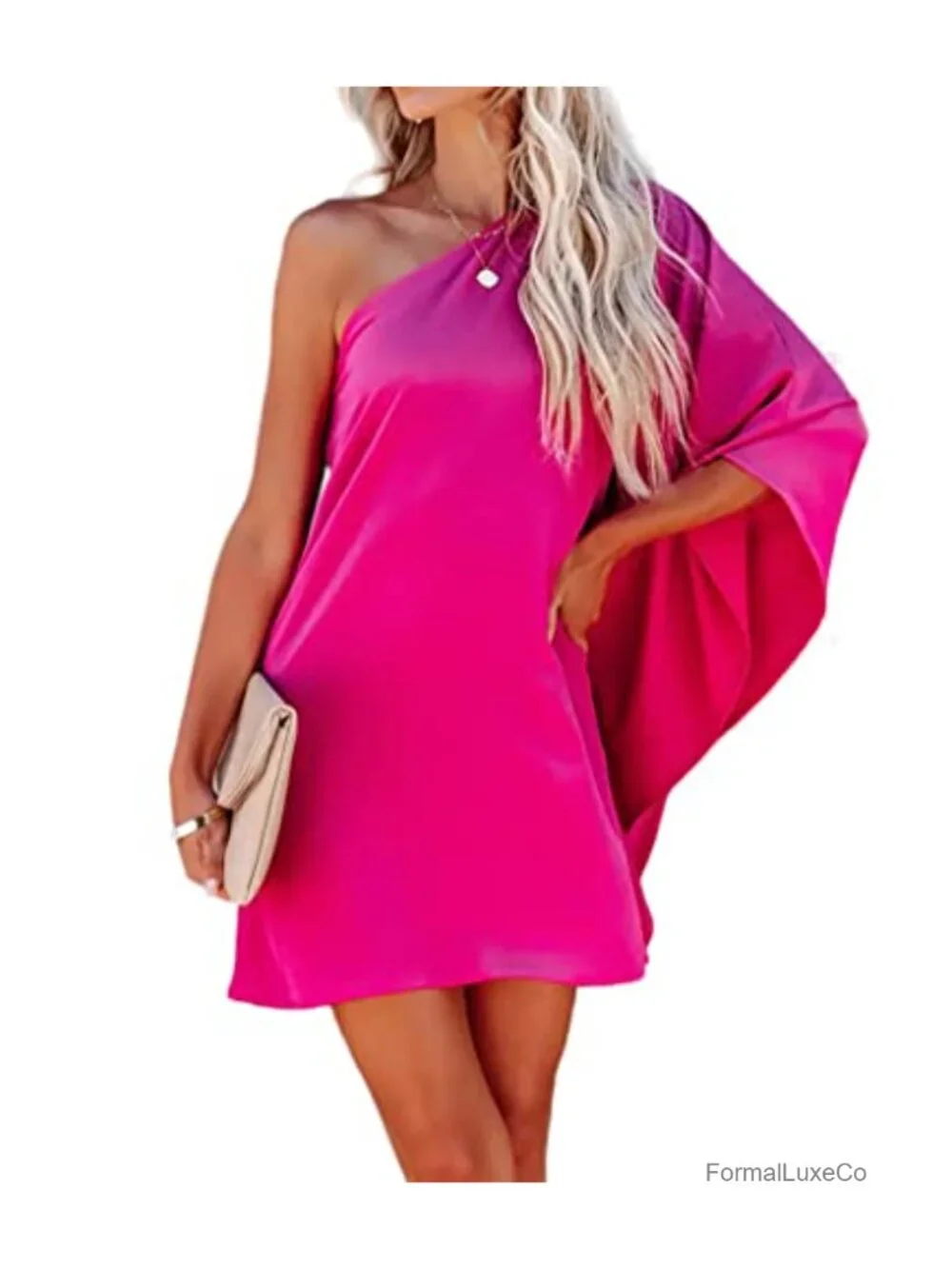 Women's One Shoulder Short Sleeve Mini Dress Polyester Spandex A-Line Party